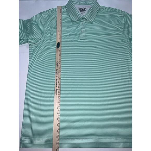 Straight Down Polo Shirt Men Size XXL Green Striped Performance Golf Embroidered - Picture 11 of 16